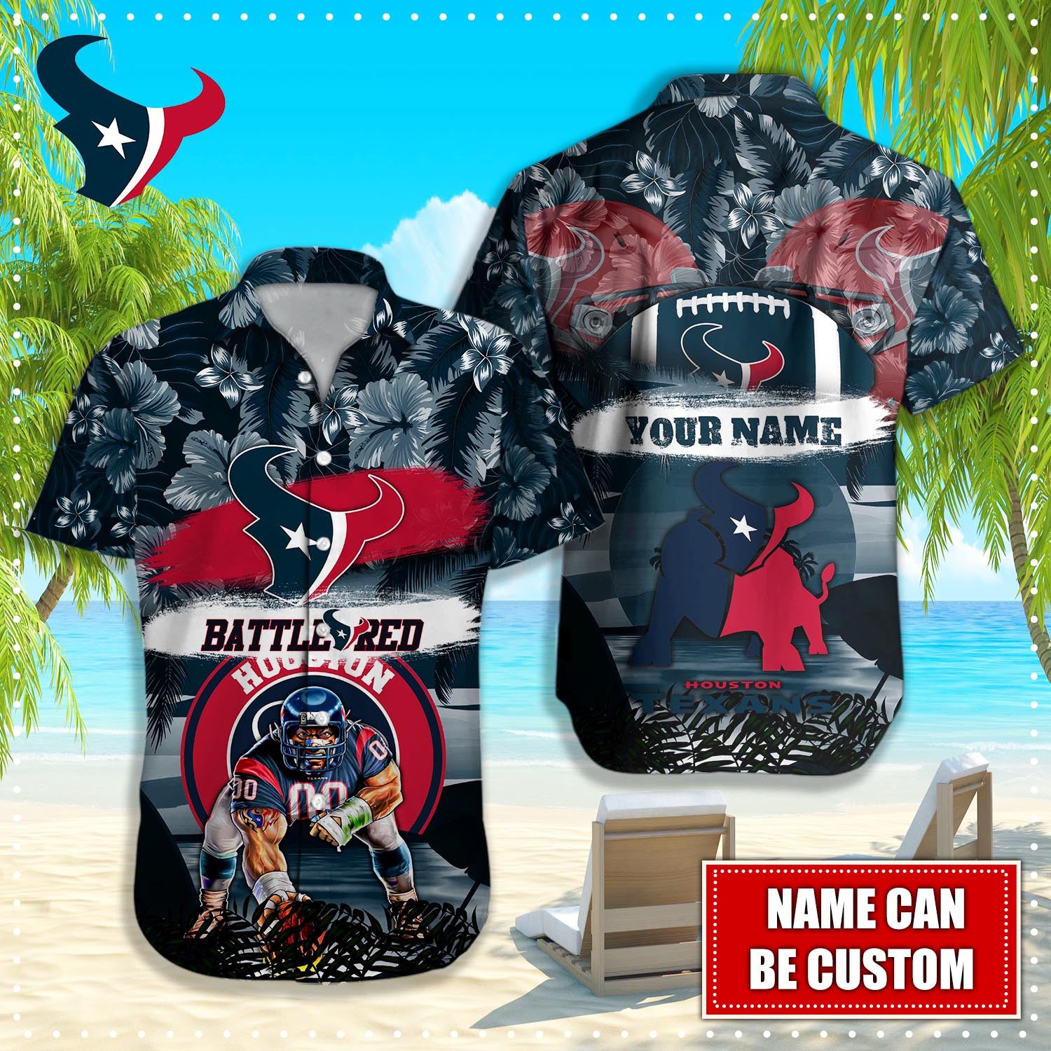 Personalized Houston Texans Hawaiian Shirt Mascot