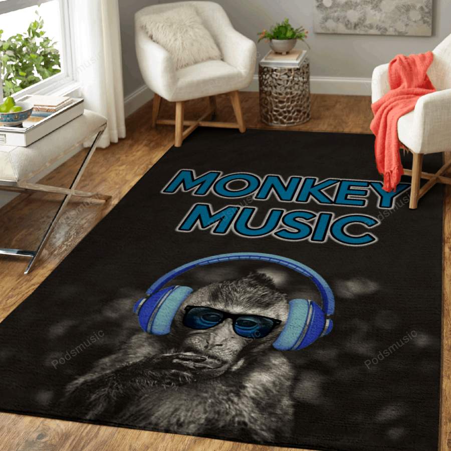 Monkey Music – Music Art For Fans Area Rug Living Room Carpet Floor Decor