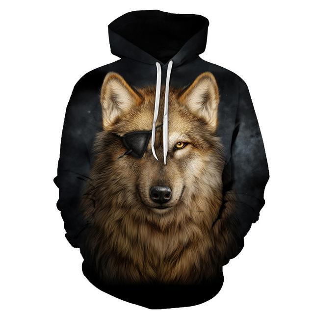 Wolf Eye Patch 3D Printed Hoodie