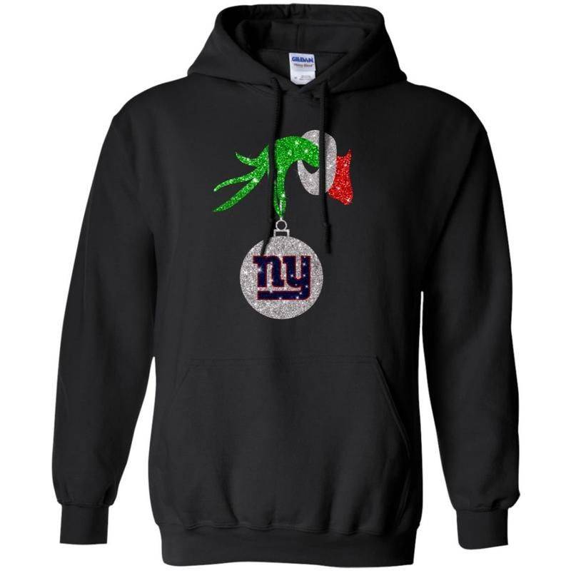 Shop New York Giants Glitter Grinch Monogram Ornament Christmas Gift Hoodies