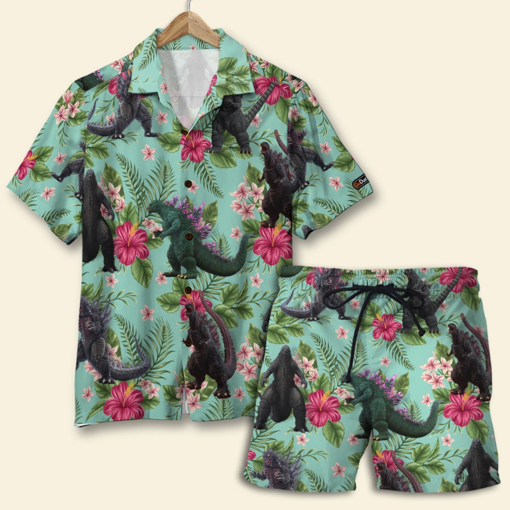 Godzilla Tropical Floral Hawaii Shirt And Men Beach Summer Gifts For Fans Ha19191