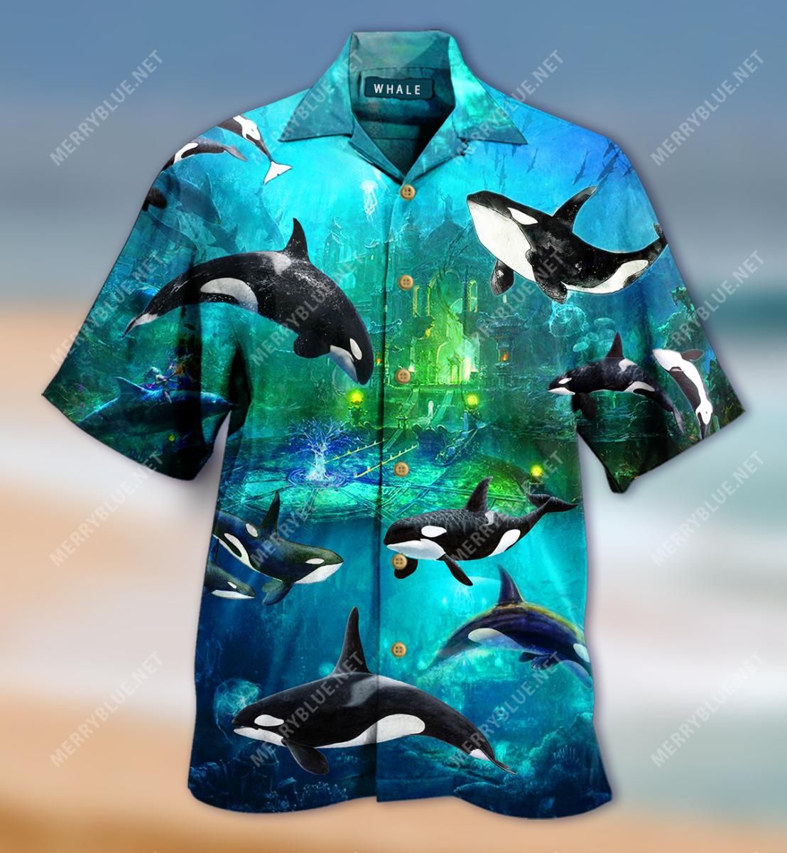 Whale Underwater Aloha Hawaiian Shirt Colorful Short Sleeve Summer Beach Casual Shirt For Men And Women