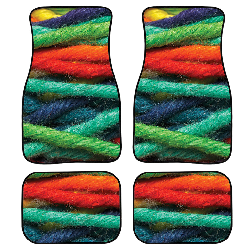 Colorful Yarn Print Front And Back Car Floor Mats, Front Car Mat