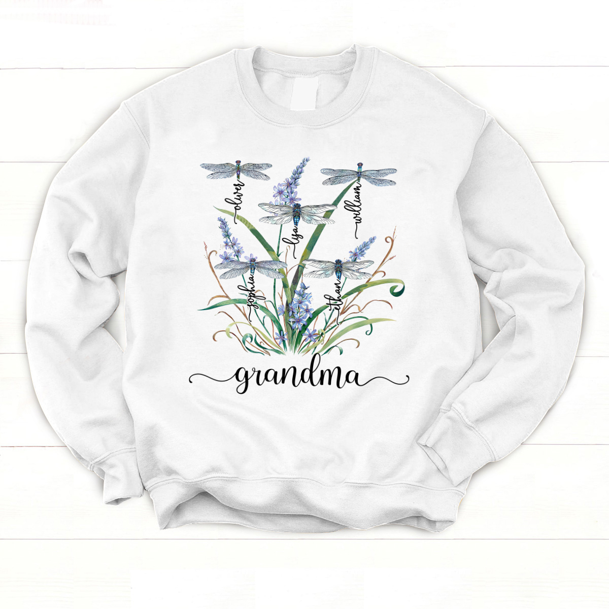 Personalized Grandma With Grandkids Dragonfly Clipart Classic Canvas, Gift For Mom, Grandma, Mother’S Day Shirt Sweatshirt