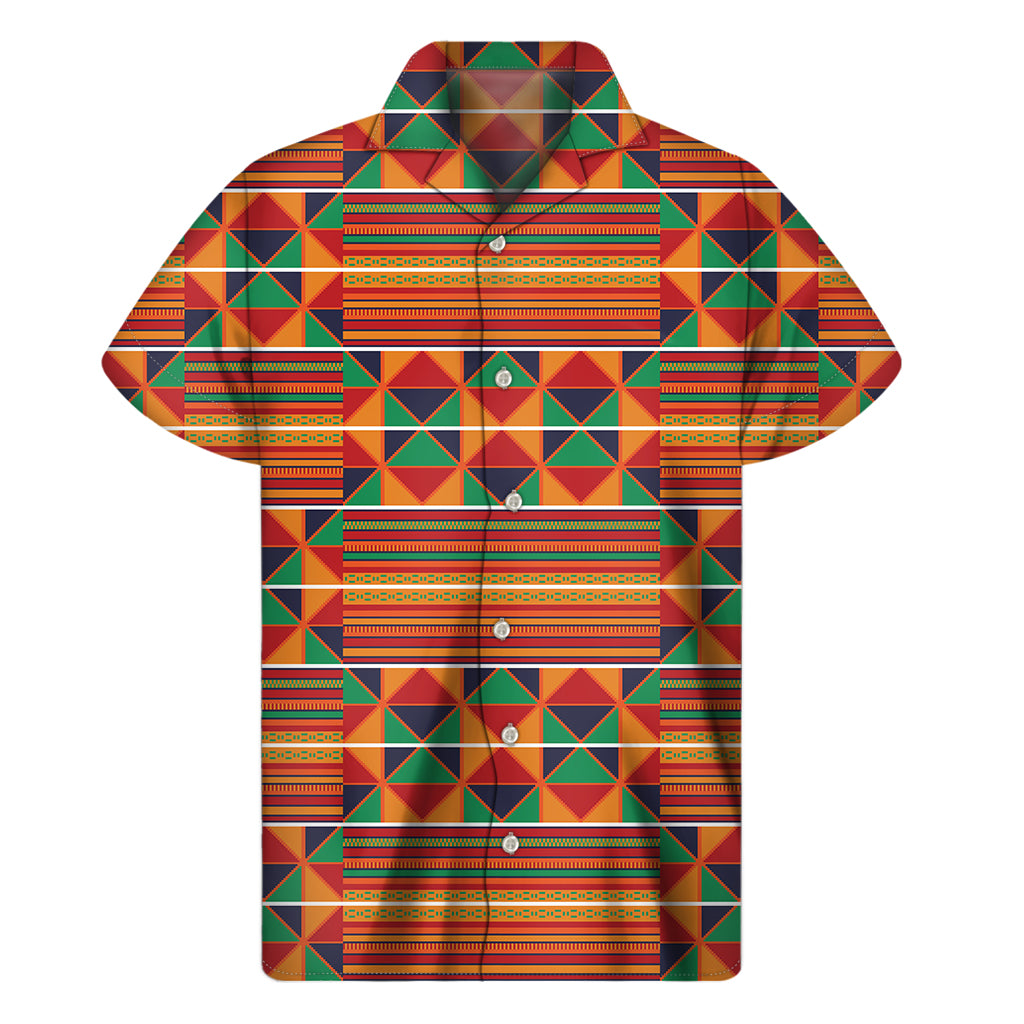 Kente Pattern Print Men’S Short Sleeve Shirt