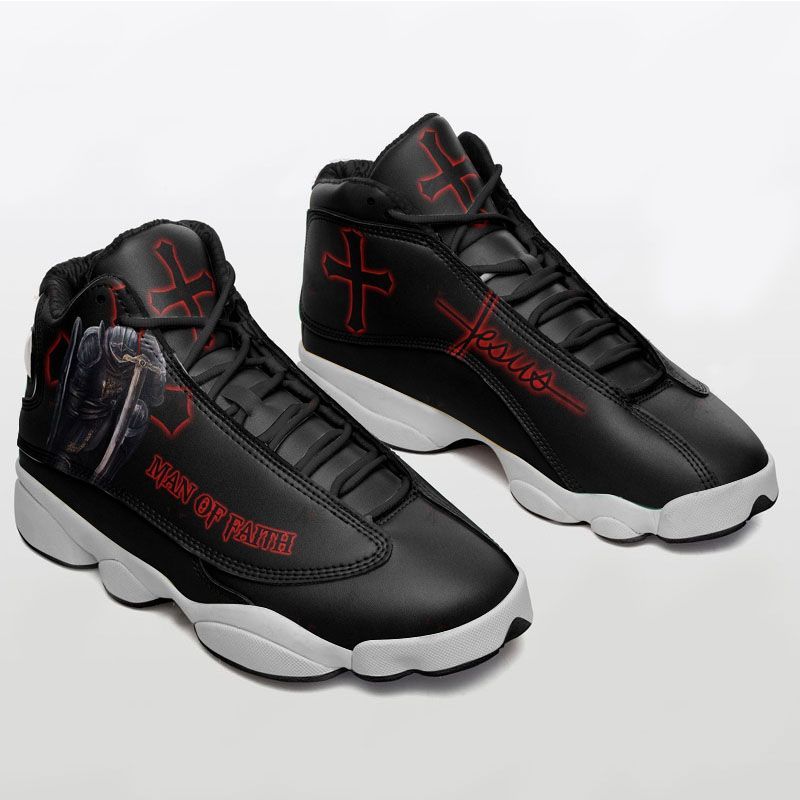 Warrior Man Of Faith Jesus Jordan 13 Shoes  JD 13 Sneaker JD13 Sneakers Personalized Shoes Design