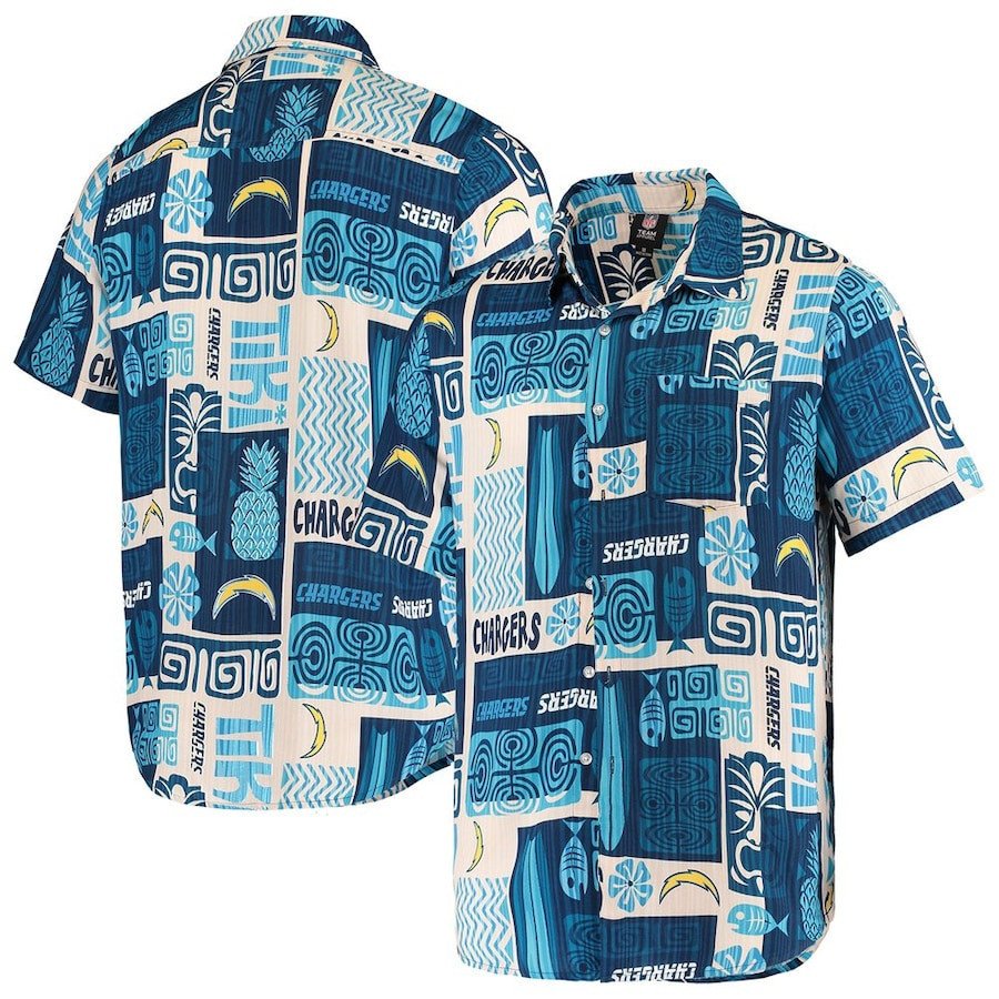 Los Angeles Chargers Tiki Floral Woven Hawaii Shirt Ha84386