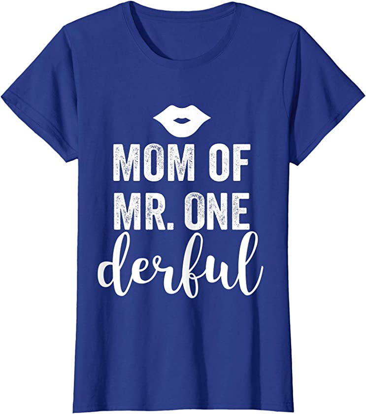 Womens Mommy and Son Matching Cute Set Mom of Mr Onederful Vintage T-Shirt