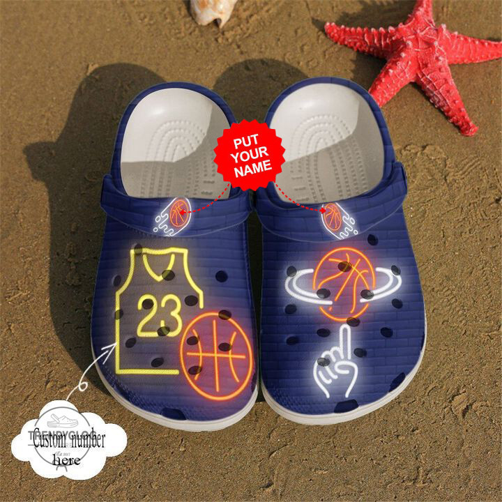 Basketball Basketball Personalized Neon Clog Shoes