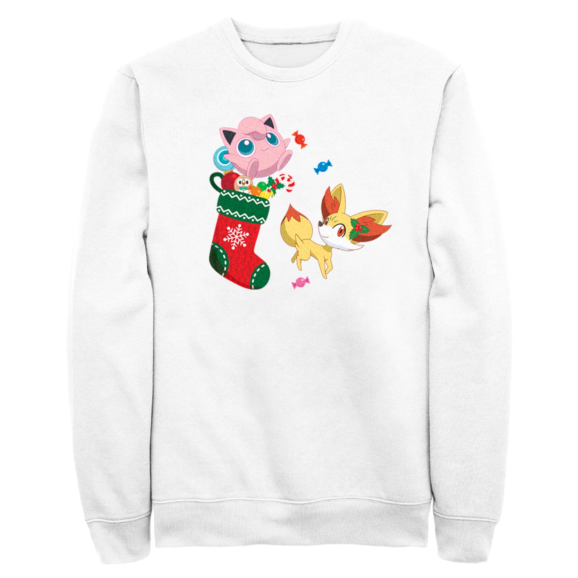 Men’S Pokemon Christmas Jigglypuff And Fennekin Stocking Sweatshirt