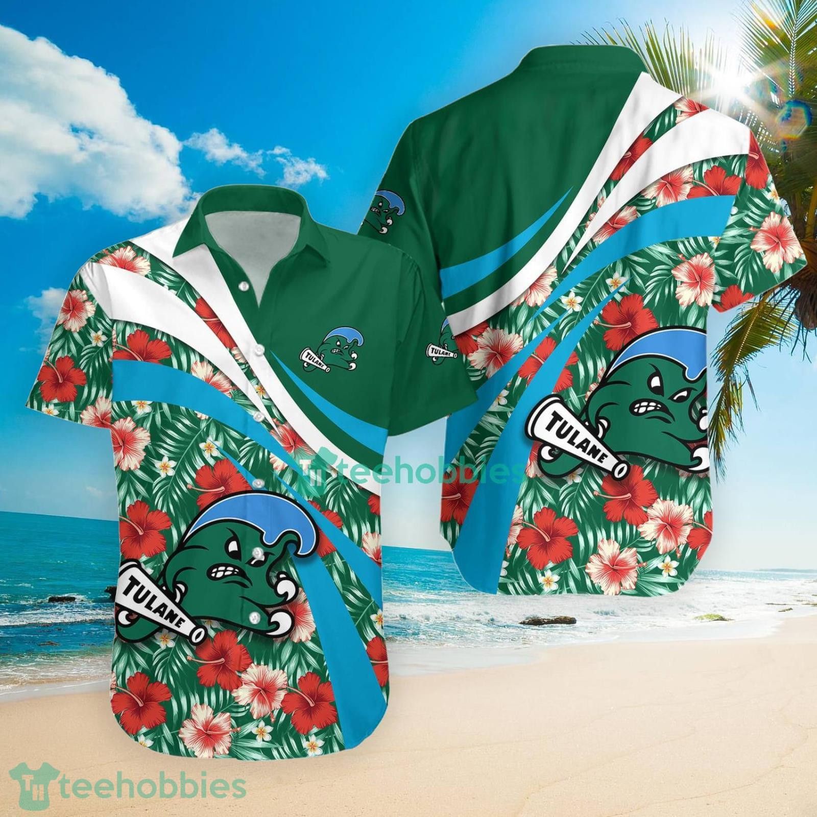 NCCA Tulane Green Wave Hibiscus Tropical Flower Trendy Hawaiian Shirt Aloha Shirt