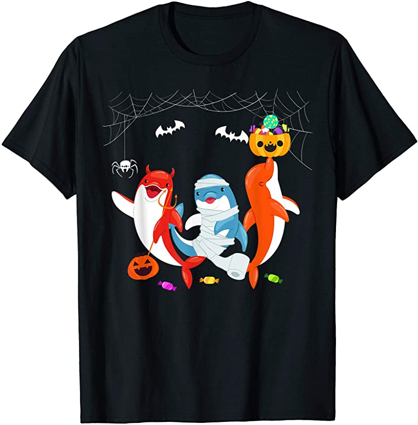 Dolphin Witch Pumpkin Funny Halloween For Men Women Kids T-Shirt