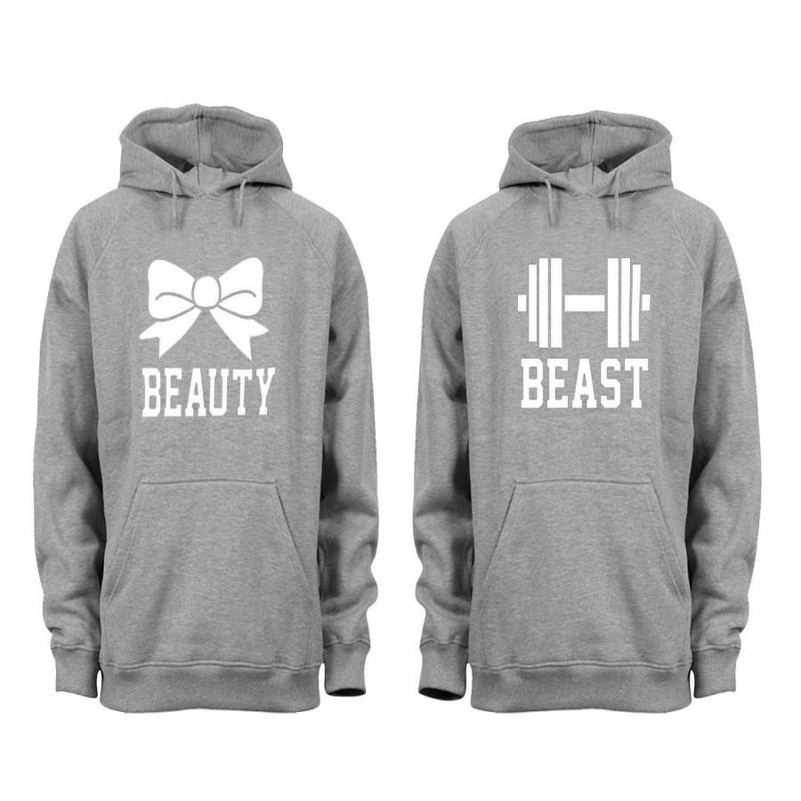 XtraFly Apparel Beauty Beast Valentine’s Matching Couples Hooded-Sweatshirt Pullover Hoodie