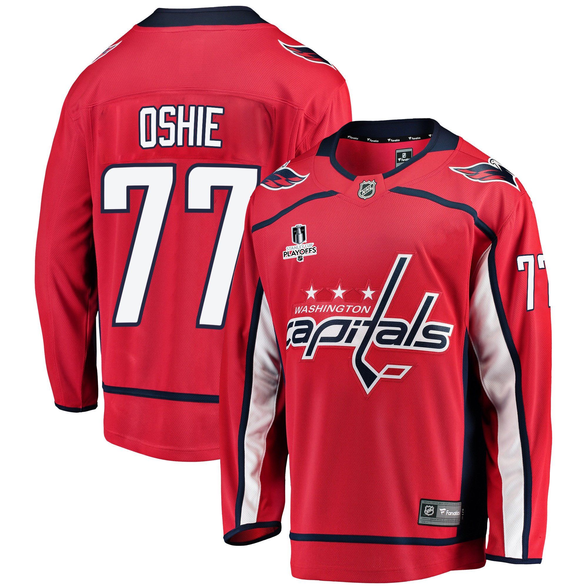 Washington Capitals T. J. Oshie 77 Home 2022 Stanley Cup Playoffs Breakaway Men Jersey – Red