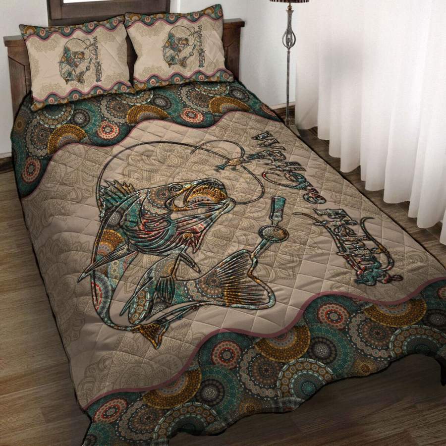 Walleye Fishing Mandala Vintage quilt bedding set HAC260403