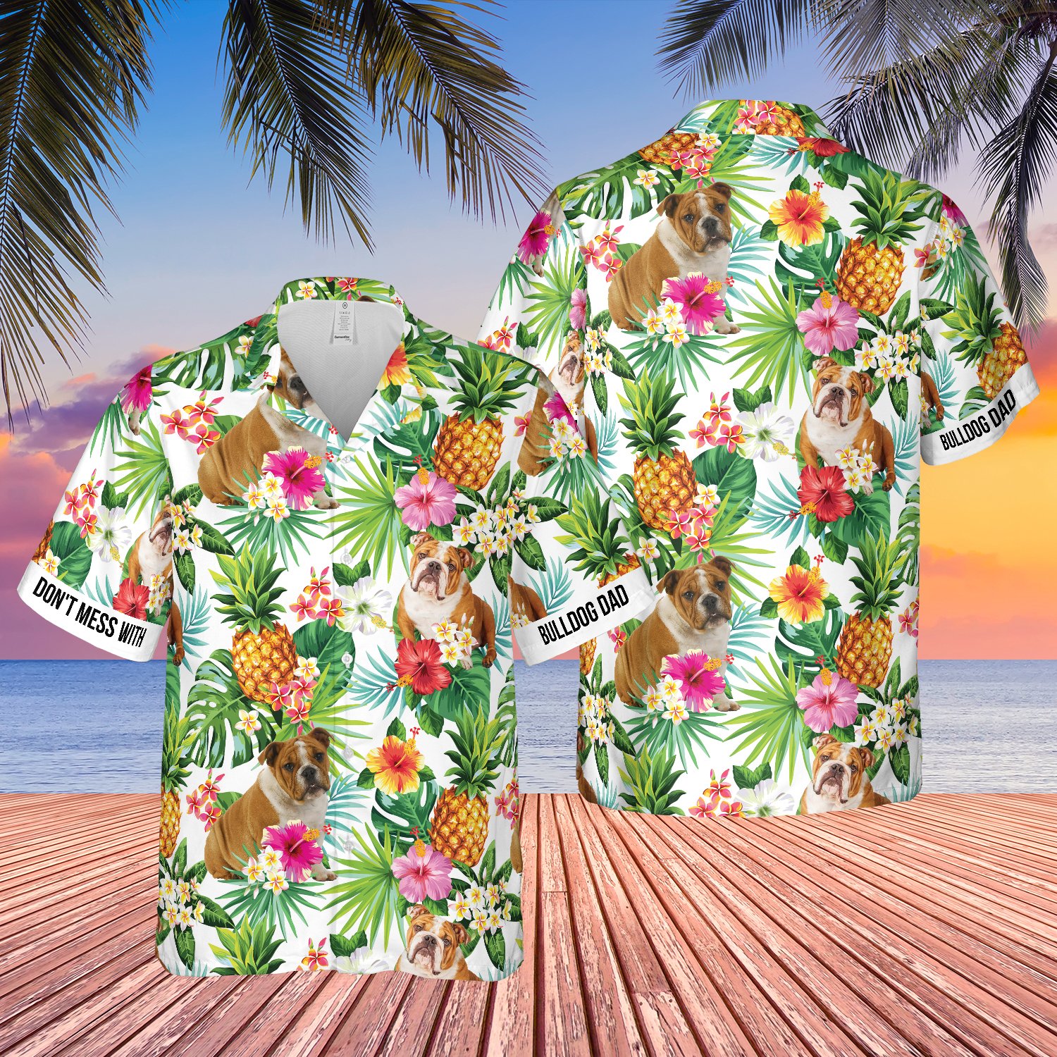 Mess With Bulldog Dad Pineapple Tropical Hawaii Shirt Ha67060