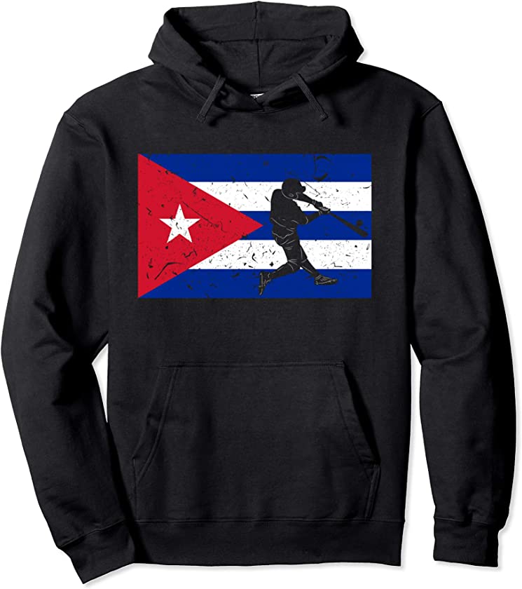 Vintage Baseball League Cuba Flag Cuban National Team Player Pullover Hoodie