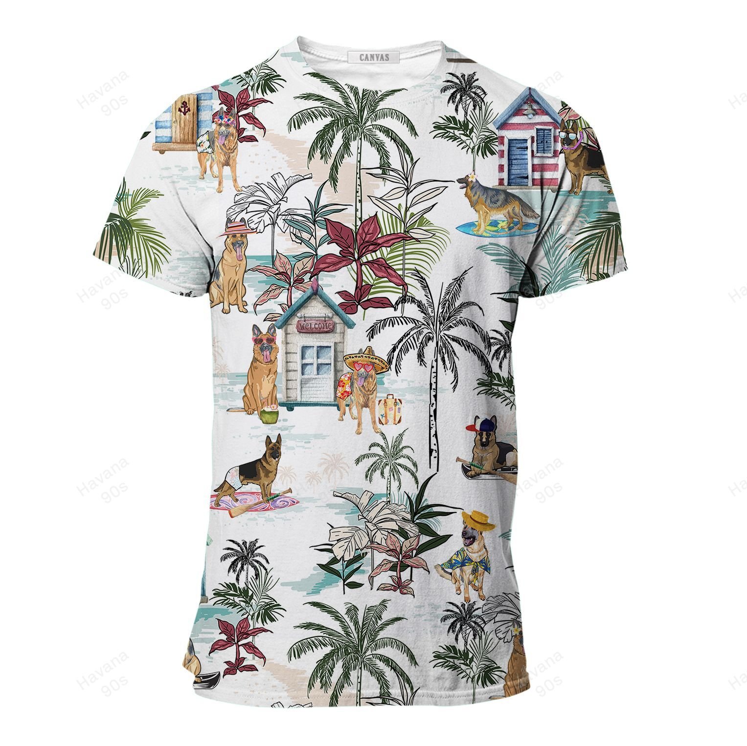 German Shepherd Hawaiian Beach Floral Ha63222