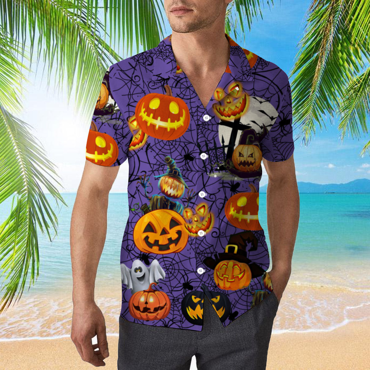 Amazing Halloween Pumpkin Spider Hawaii Shirt For Men And Women Ha23681