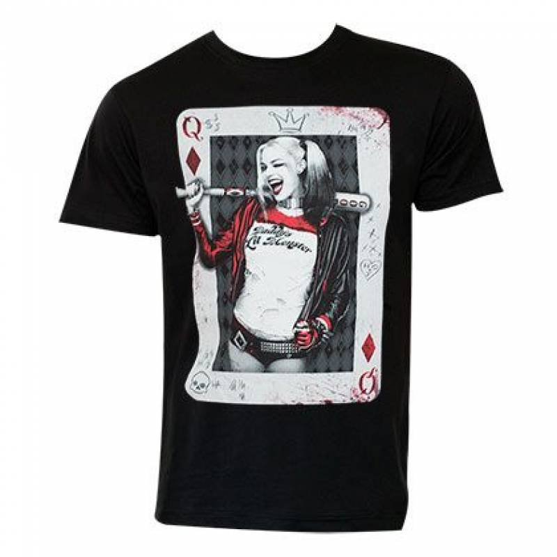 Harley Quinn Men’s Black Queen Of Diamonds T-Shirt (BSM)