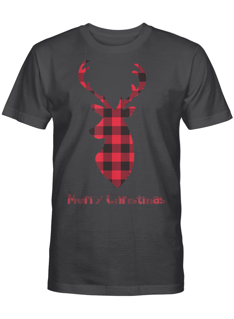 AmazeStyleZ Santa’s Reindeer, Ugly Christmas Sweater, Christmas Gift Ideas, Christmas TreeBuffalo Plaid Reindeer Christmas Tee Santa Hat Merry Xmas T-Shirt