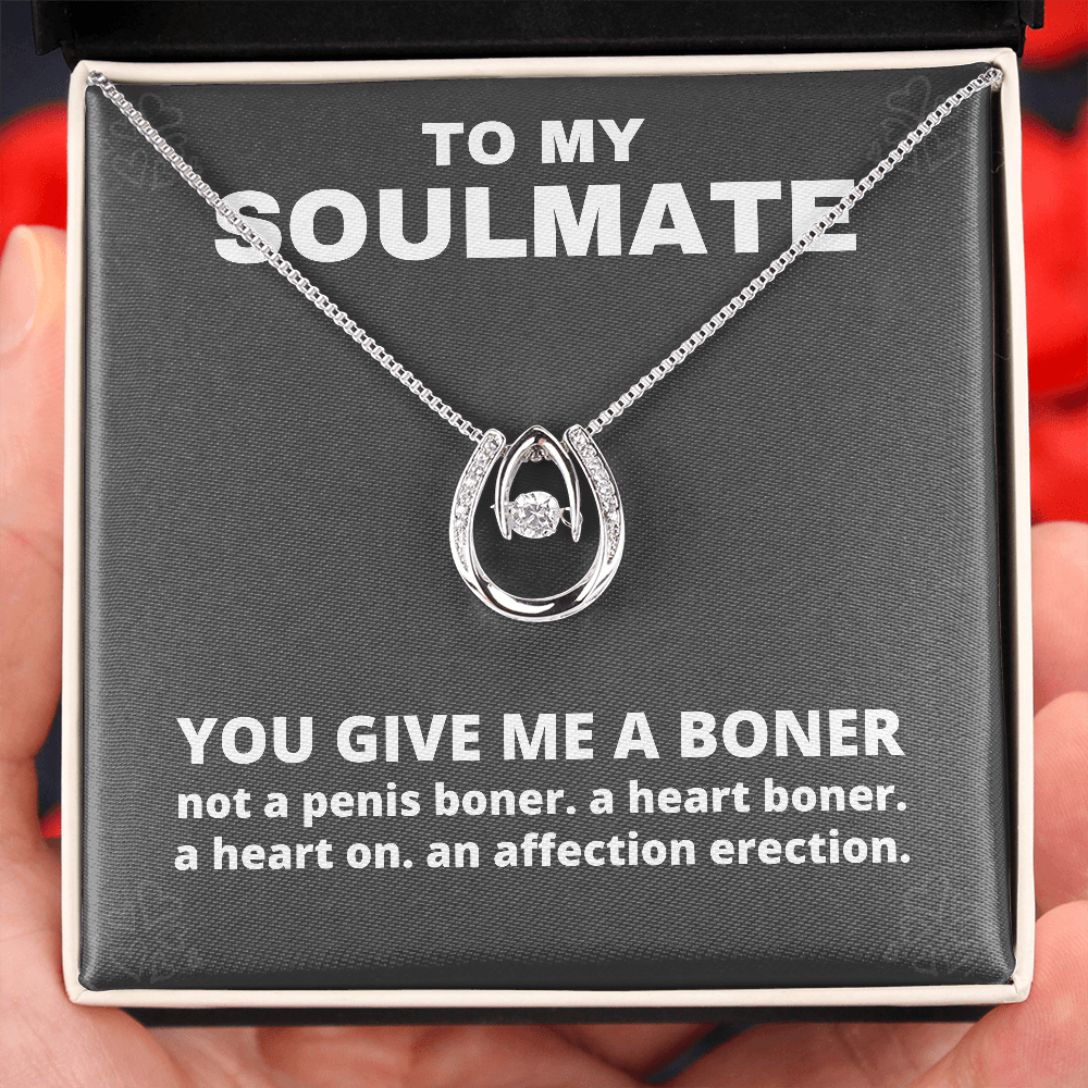 (Almost Gone – You Give Me A Boner Not A Penis Boner A Heart Boner) Best Seller Pure Luck Necklace  Funny Gifts For Her – Funny Birthday Gifts – Valentines Day Funny Gifts For Her – Jokes Gag Anniversary Gift Ideas For Wife – Romantic Gift For Wife Babe