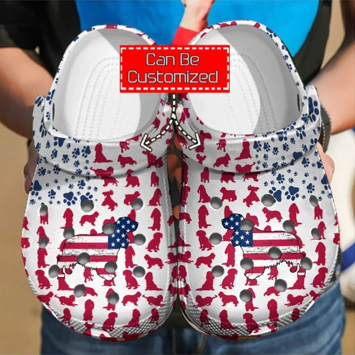 Cocker Spaniel American Flag clog Shoes Animal Print