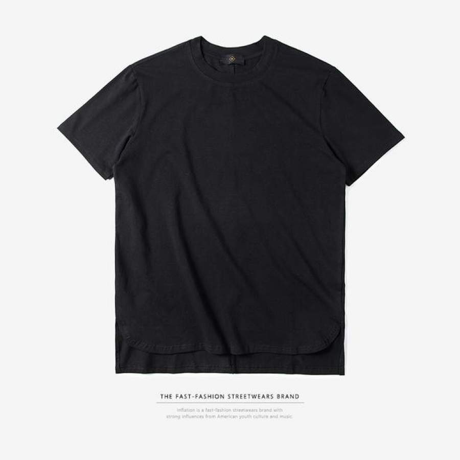 Summer New Style Men’s Solid Men’s Extended Tees Streetwear Mens Dress T-shirt Top Tees