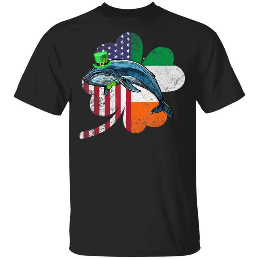 Irish American Flag Shamrock Whale St Patrick’s day T Shirt Saint Paddys Patricks Tshirt Lucky Shirts Drink Green Beer Irish Gifts Funny Tee