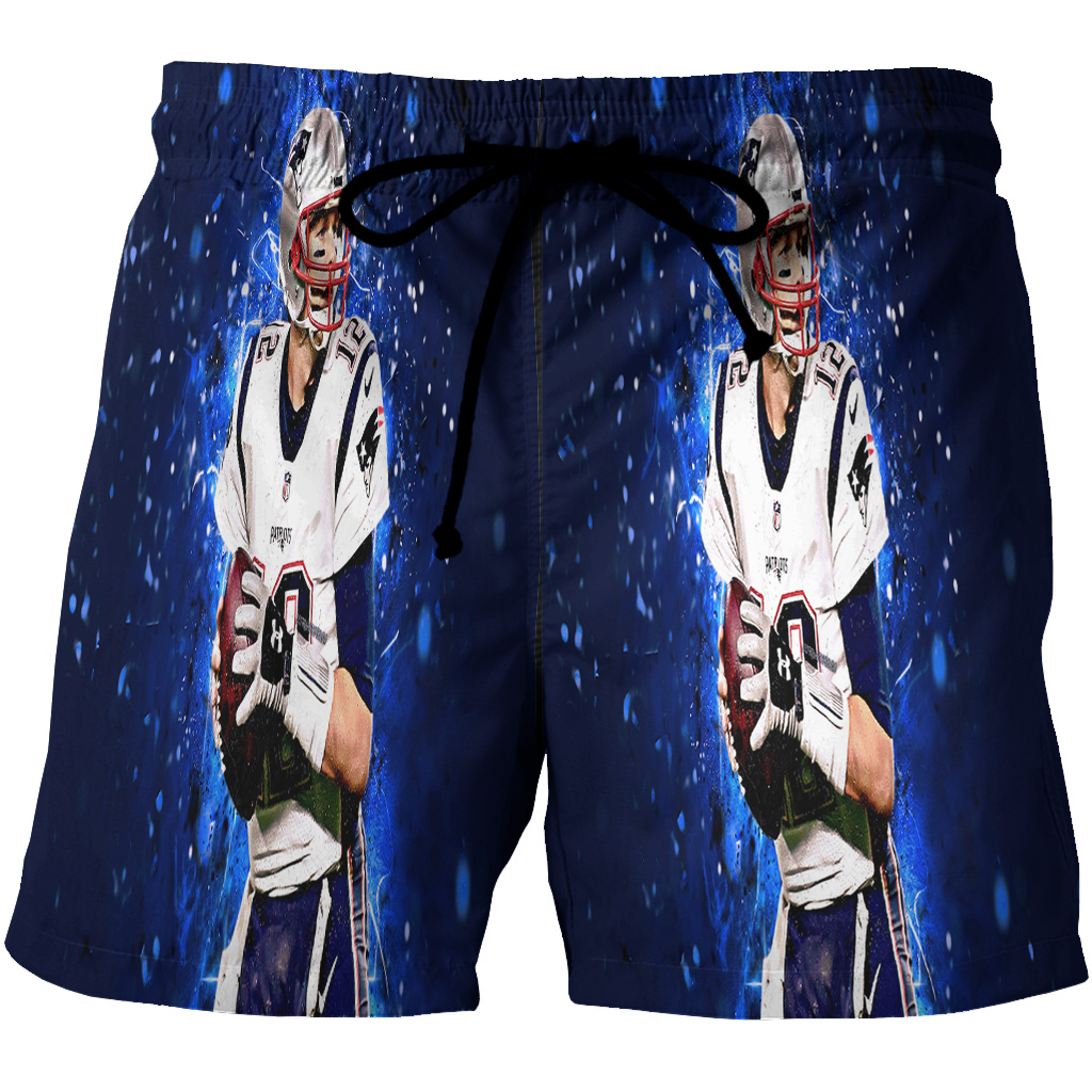 New England Patriots Tom Brady Navy Black 3D All Over Print Summer Beach Hawaiian Short