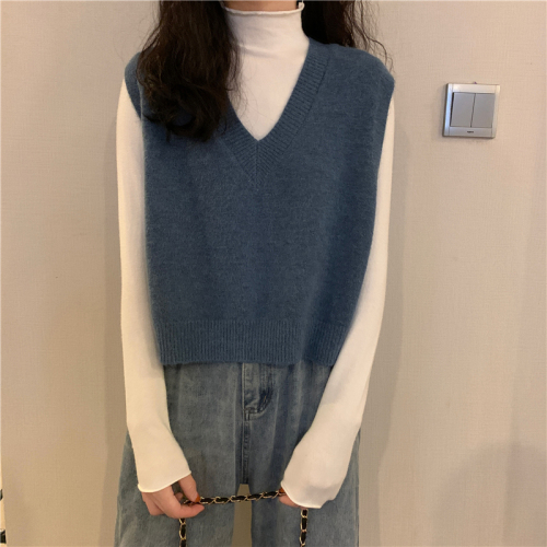 Sweater Vests Women 5 Colors Elegant Solid Korean Style Students Sleeveless Casual V-neck Outerwear Mujer Spring Preppy New Chic alx