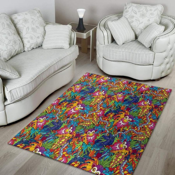 Monkey Trippy Psychedelic Area Rug