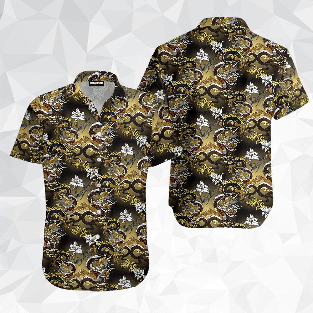 Black And Gold Asian Dragon Aloha Hawaii Shirts For Men Women Ha56071