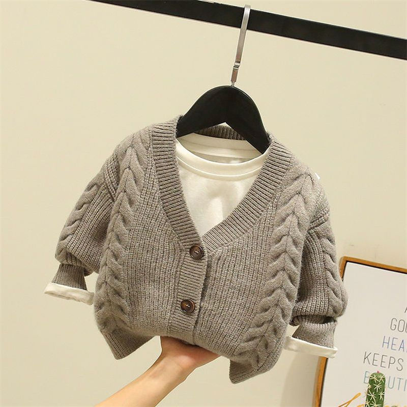 children’s jacket boy Korean version outdoor casual top 1-6 years old 2022 autumn and winter new boy sweater knitted cardigan alx