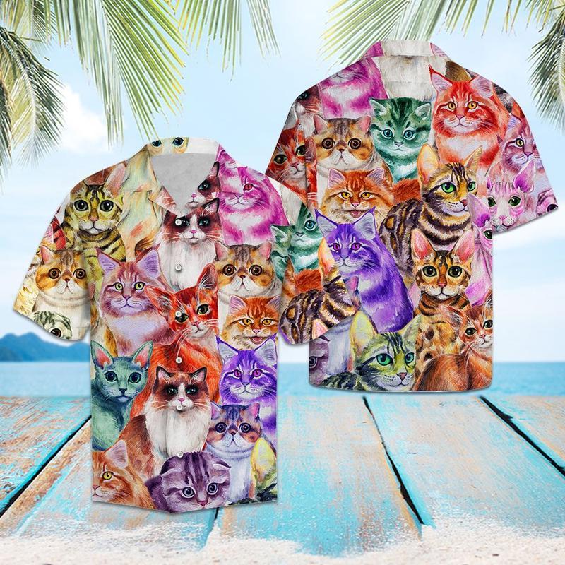 Cat Color Hawaii Shirt For Men Women Ha2178