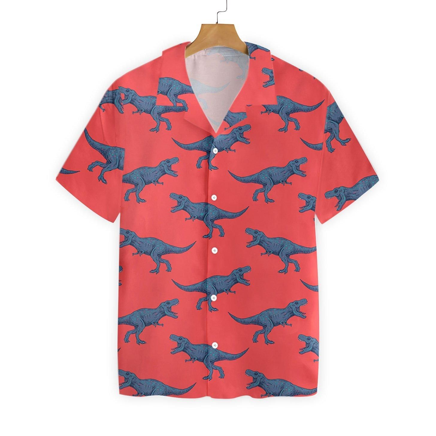 Pattern Red Blue Dinosaur 2610 Hawaii Shirt Ha70354