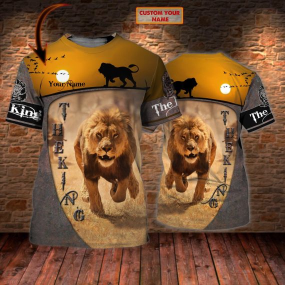 The King Lion Run – Personalized Name All Over Print Unisex Tshirt