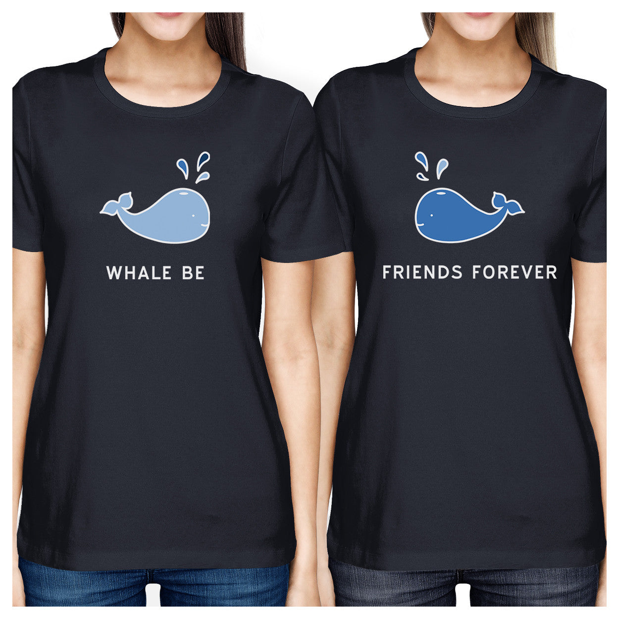 Whale Be Friend Forever Bff Matching Graphic Tee Round Neck Cotton