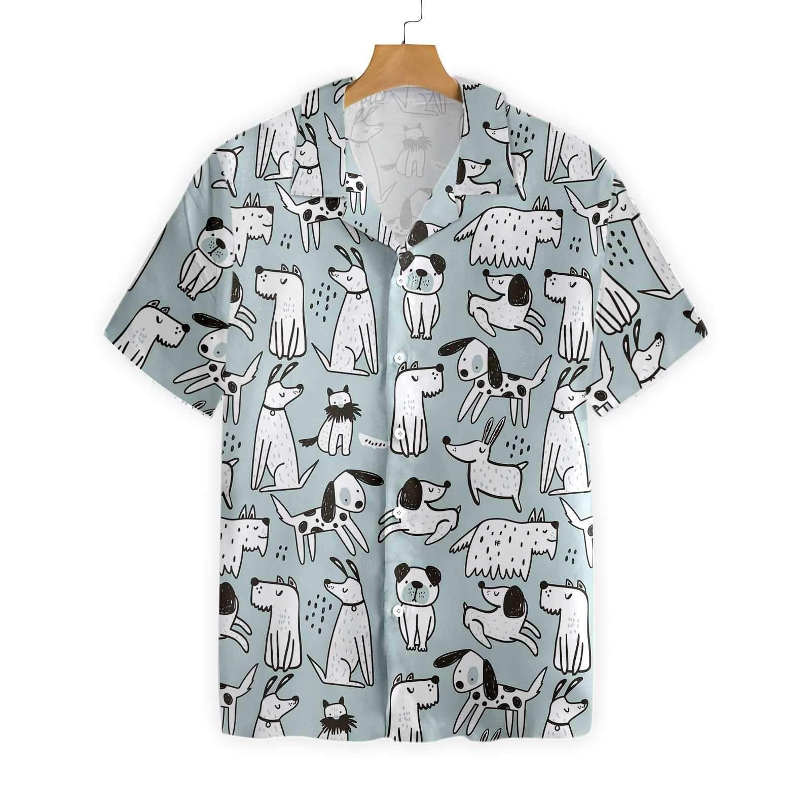 Seamless Pattern With Cute Dogs Hawaii Shirt Ha49864