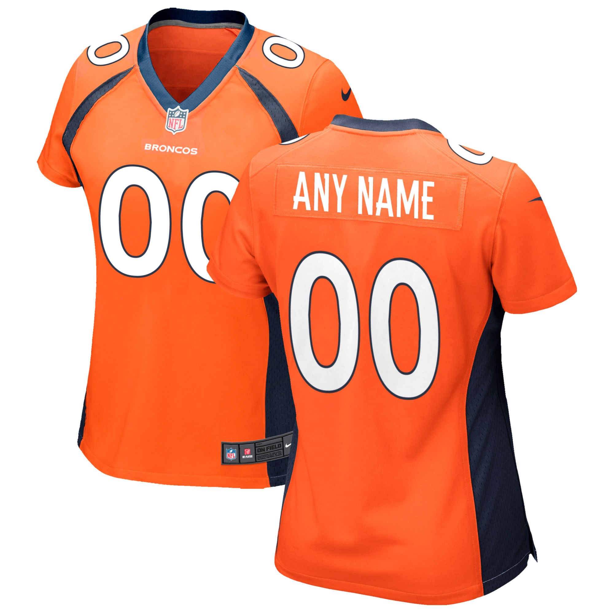 Women’s Orange Denver Broncos Custom Game Jersey