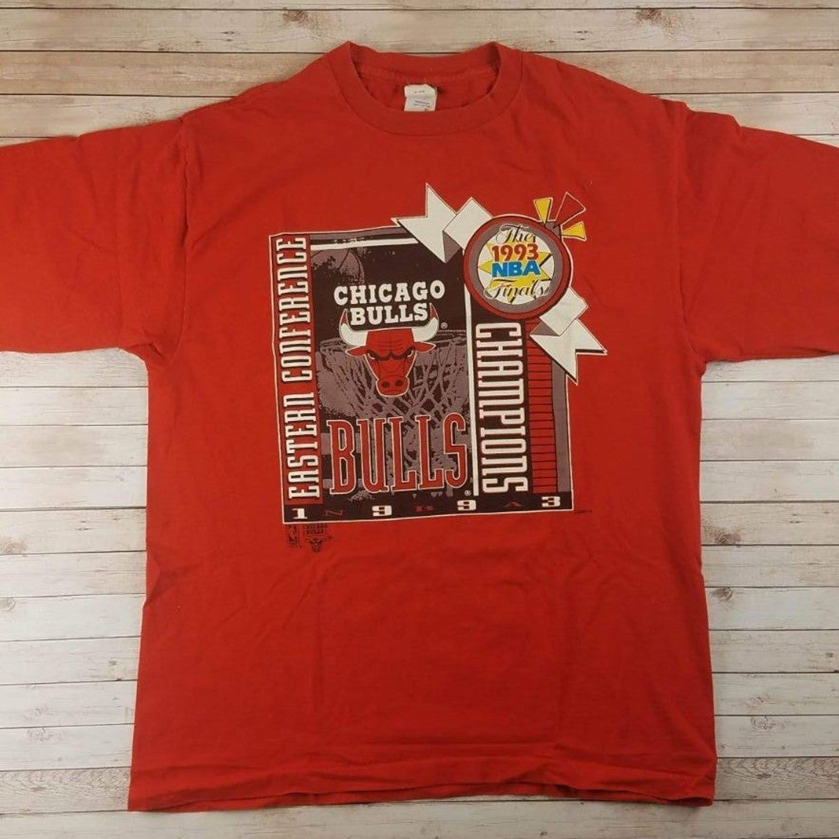 Vtg 90S Chicago Bulls Playoffs Red Shirt