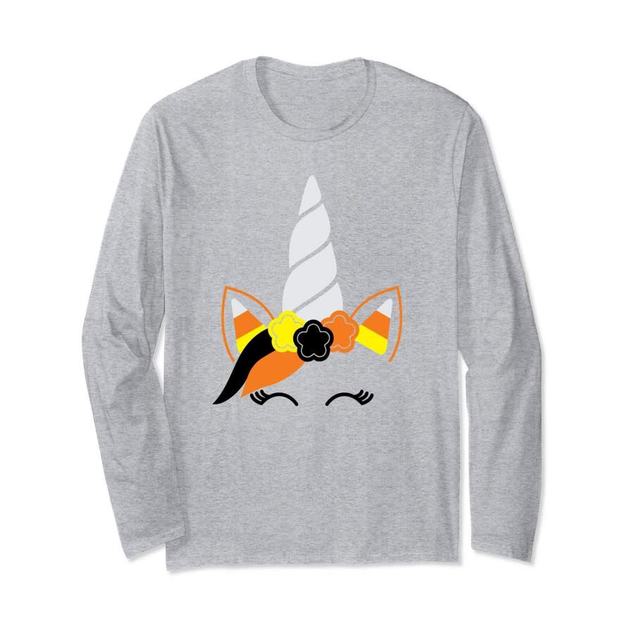 Candy Corn Unicorn – Boo-tiful Halloween Long Sleeve T-Shirt