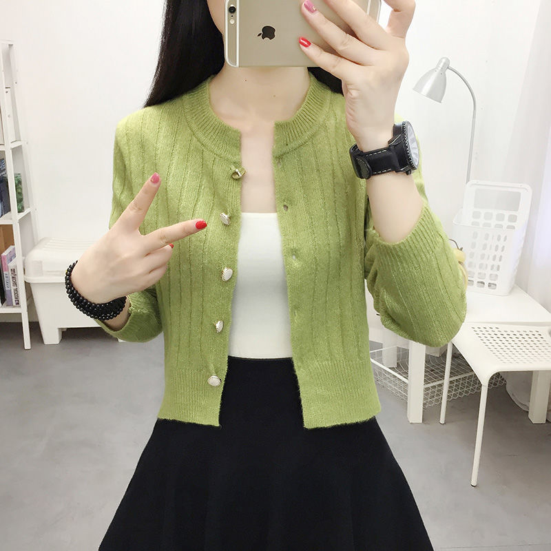 Woman Sweaters Cardigan Short Autumn Winter Sweater Long Sleeve Loose Knitted Cardigan Inner Wear Coat Top Sueters De Mujer alx