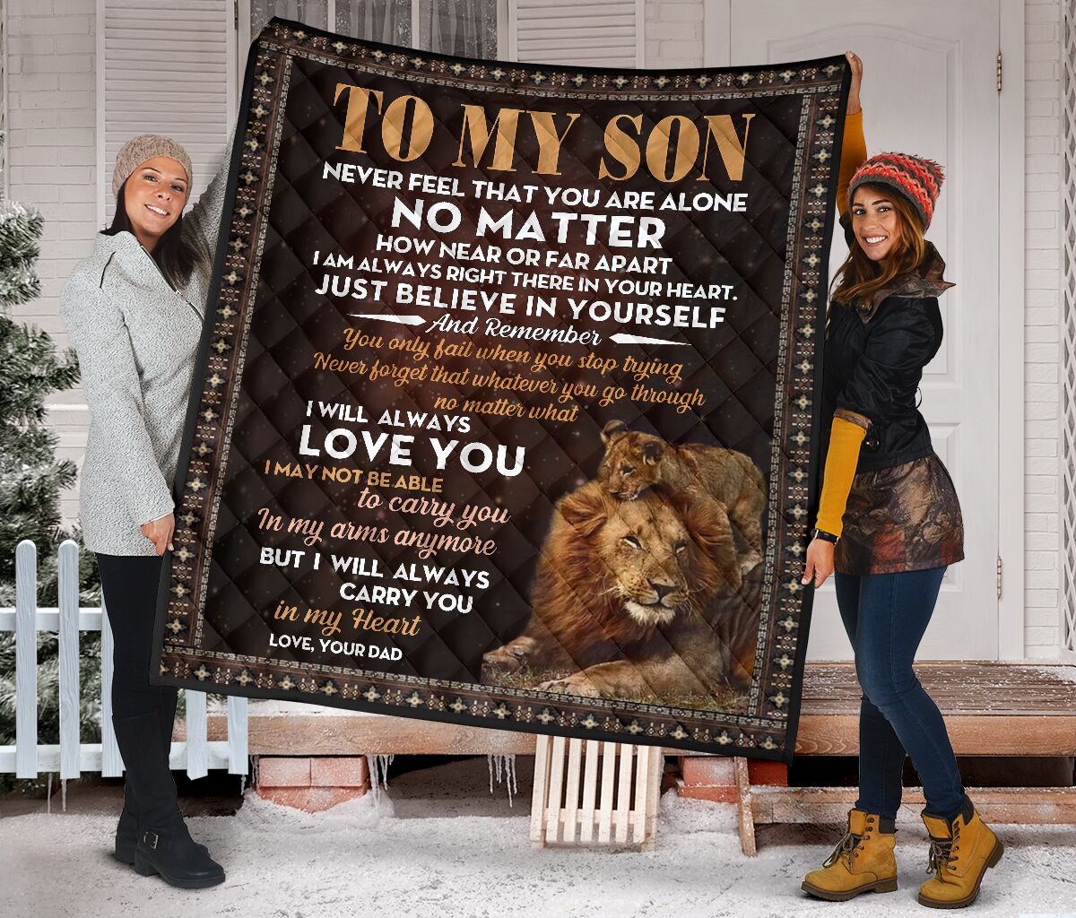 To My Son From Dad Lion Fleece Blanket