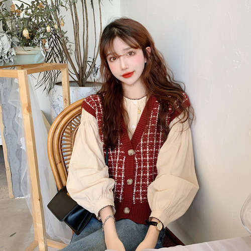 Sweater Vest Women Vintage Burgundy Plaid Soft Casual Korean Trendy Ladies Sleeveless Knitwear Chic Daily Preppy Female Sweaters alx