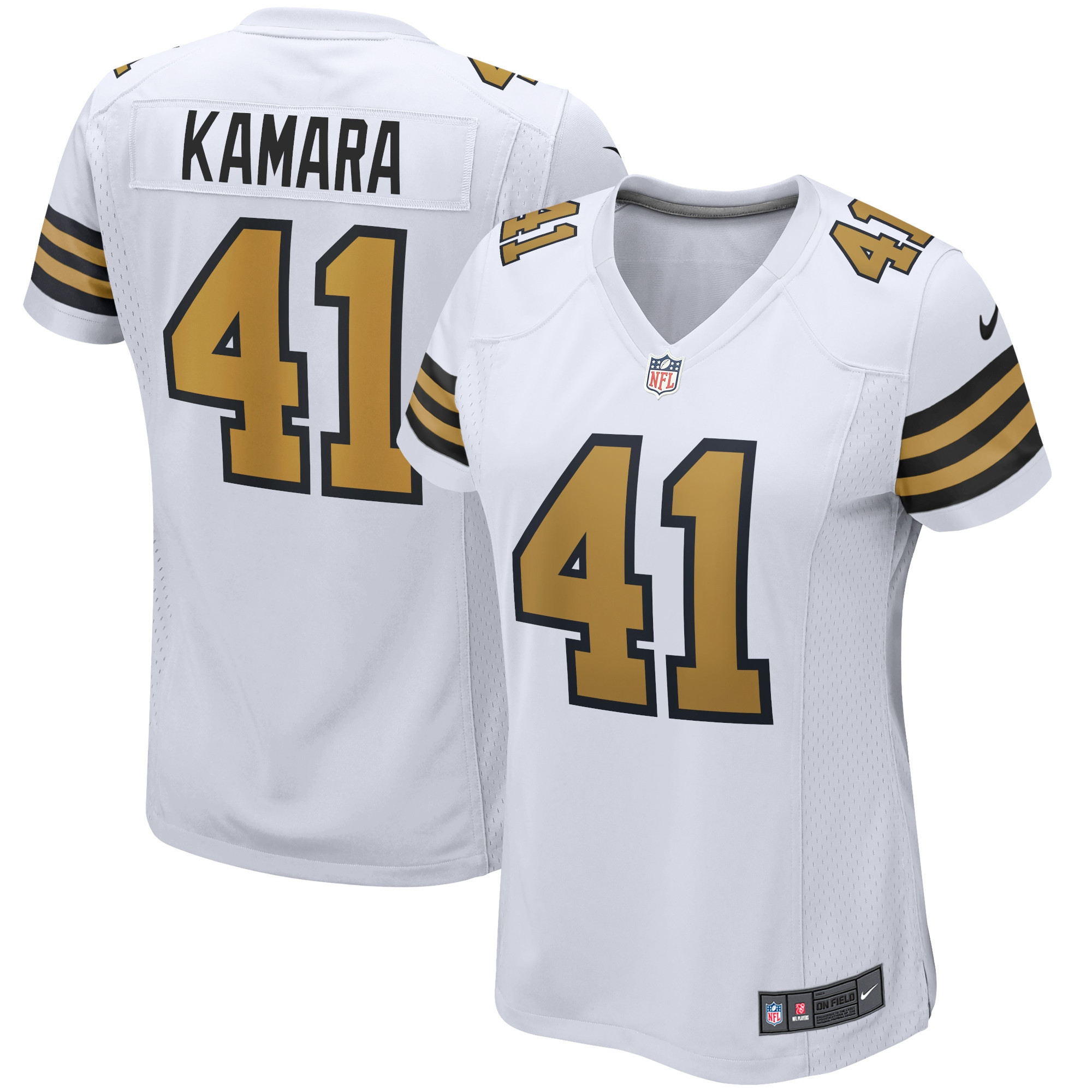 Alvin Kamara New Orleans Saints Womens Alternate Game Player Jersey – White NFL