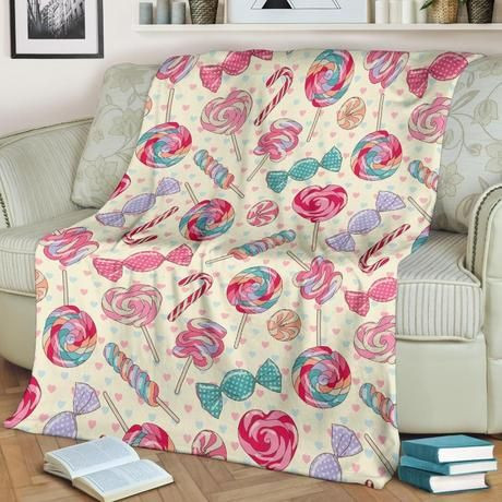 Candy Colorful Lollipop Best Seller Fleece Blanket Gift For Fan, Premium Comfy Sofa Throw Blanket Gift