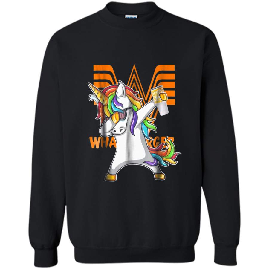 Whataburgers Unicorn Dabbing  Printed Crewneck Pullover Sweatshirt