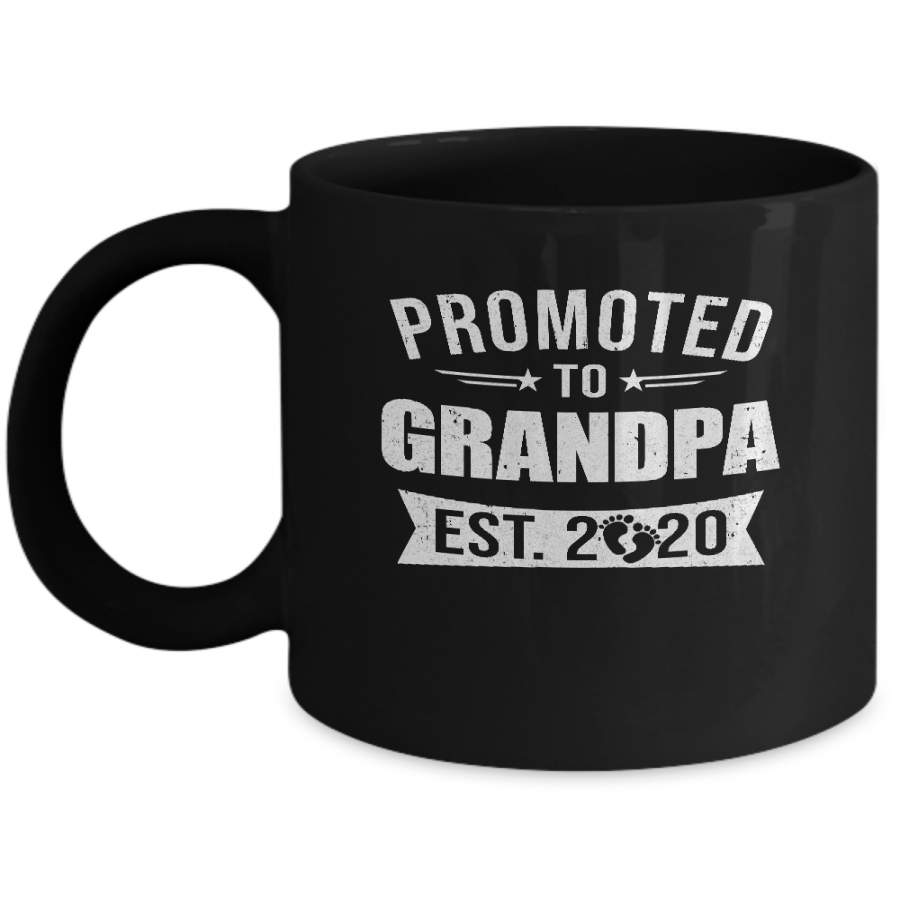 Vintage Promoted to Grandpa Est 2020 First New Grandpa Gift Mug