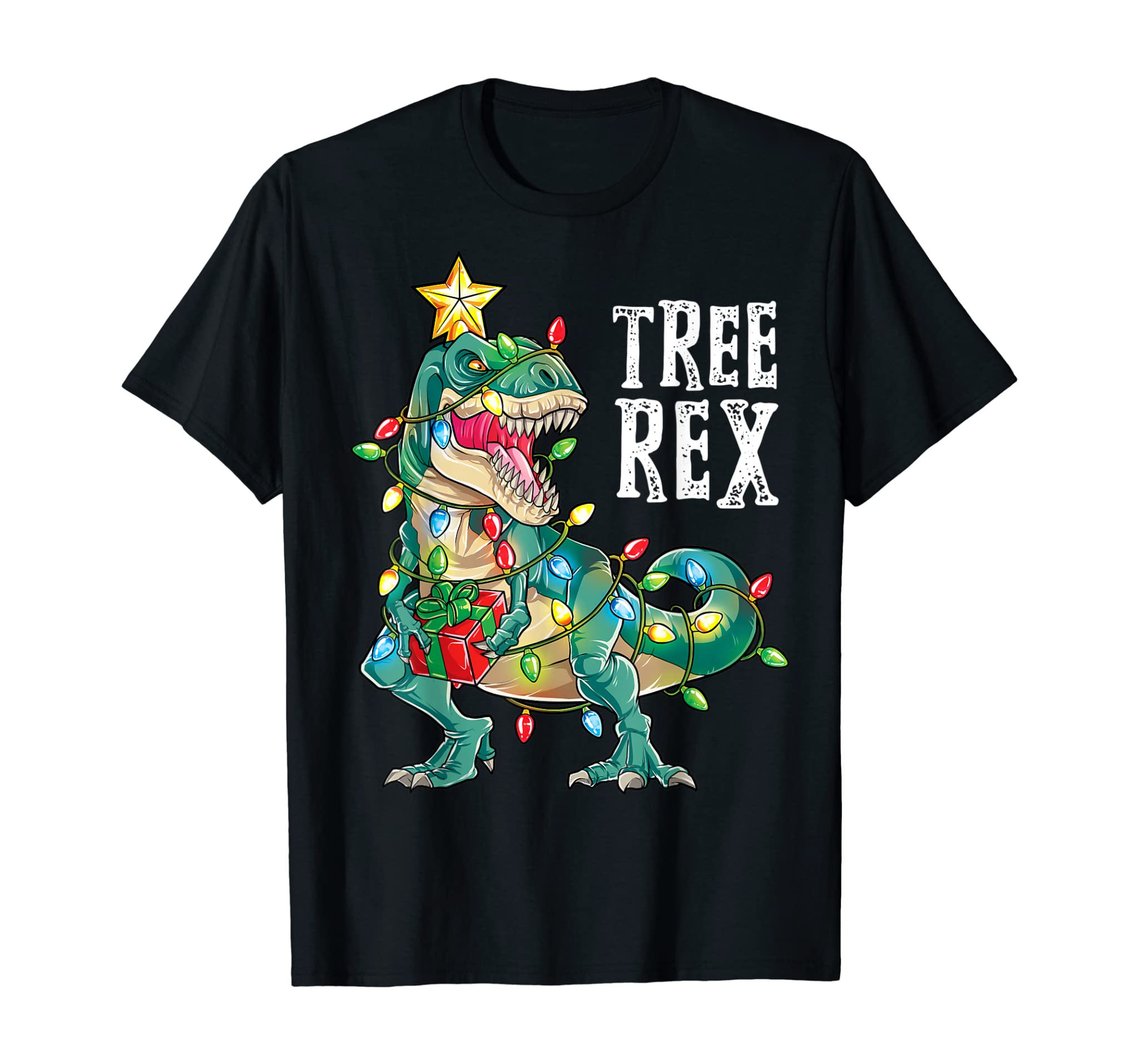 Christmas Dinosaur Tree Rex Pajamas Men Boys Kids Xmas Gifts T-Shirt